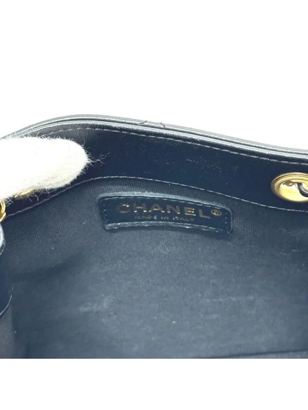 Chanel Shoulder Bag Draw St Ring Icon As5824 Leather Black